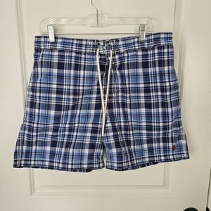 Ralph Lauren Polo Men's Swimsuit Swim Trunks Blue & White Size L